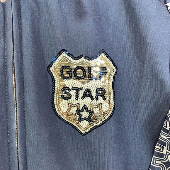 GIRLS GOLF Women’s ‘Golf Star’ Sequin Detail Zip Up Jacket Blue Size Small - Picture 3 of 10
